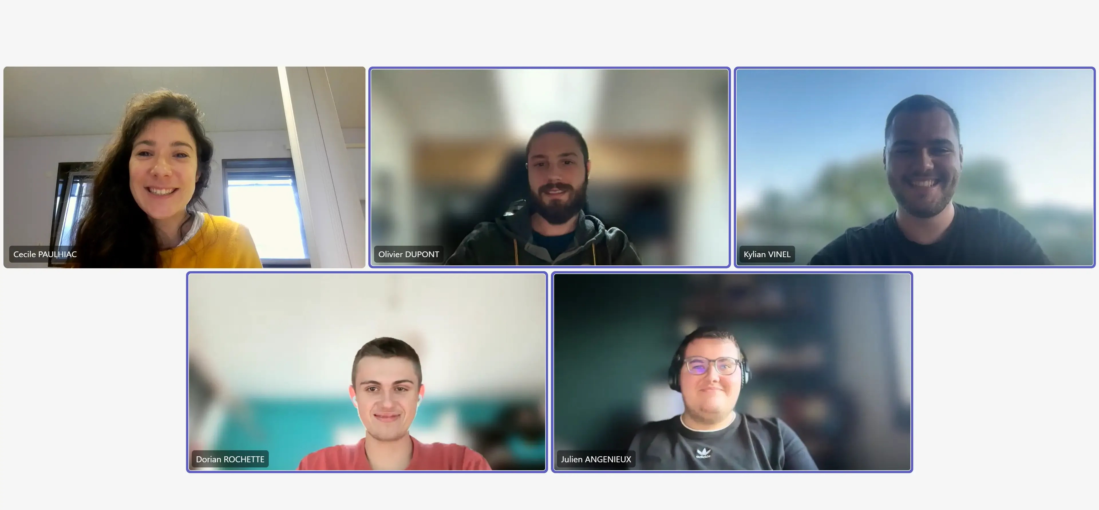 Capture d'écran de la réunion de lancement de projet